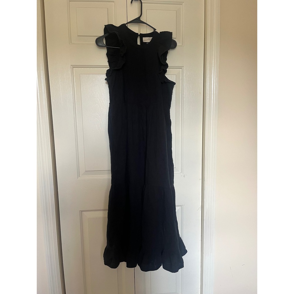 Universal Thread Black Gauze Ruffle Sleeveless Tiered Maxi Dress Womens XS/S